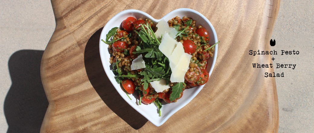 Spinach Pesto + Wheat Berry Salad